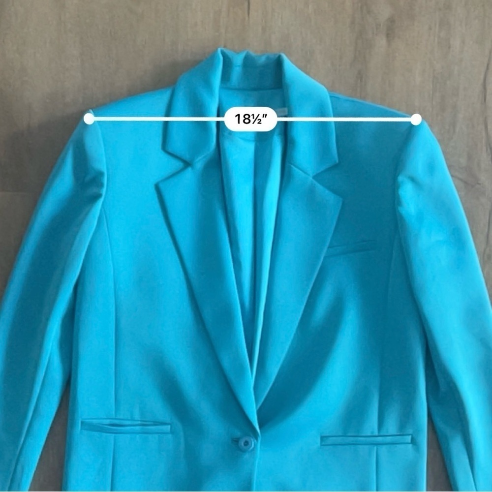 Alice + Olivia Shan Solid Oversized Satin Blazer - Ocean Blue - Size 4 - Picture 13 of 15